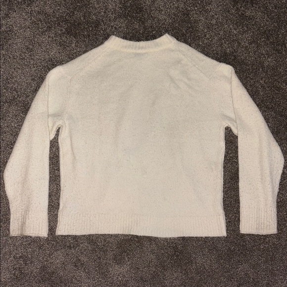 American Eagle White Textured Crew Neck Sweater Relaxed Fit - Picture 5 of 6